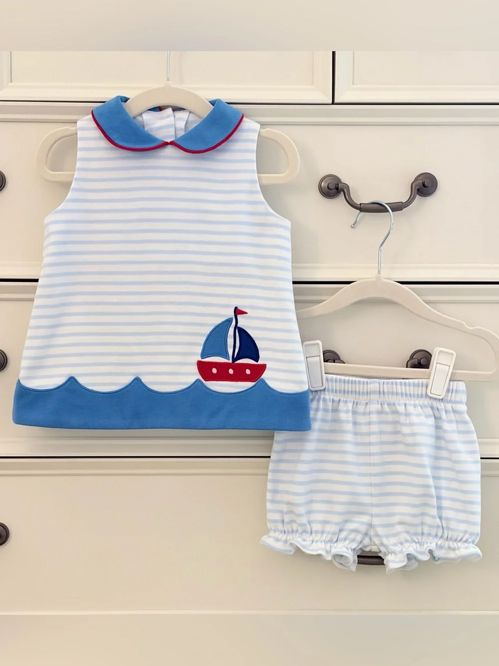 EUC Marco & Lizzy 2Pc Sailboat Set Size 12 Months